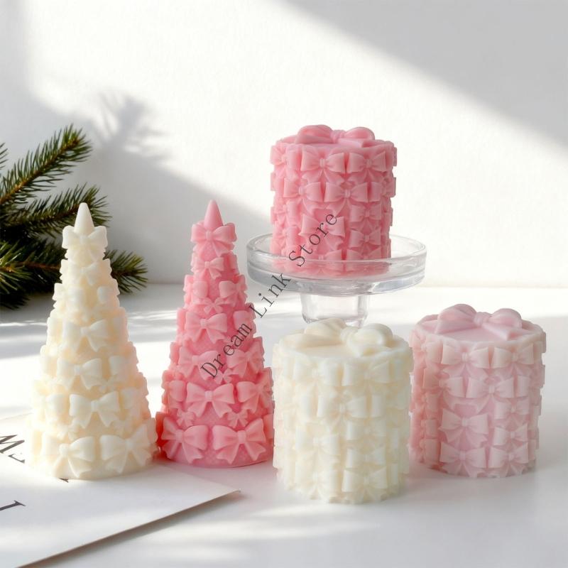 Q1FD Bowknot Shaped Christmas Tree Silicone Mould Sturdy Reusable For Making Aromatherapys Gift Festiveal Decoration