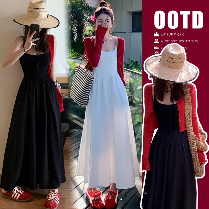 2026 Spring-Summer Hepburn Style Slimming Maternity Dress + Sun Protection Cardigan XL