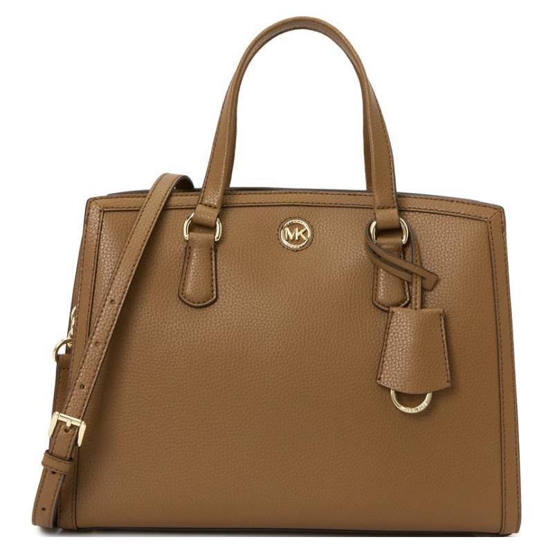 Michael Kors MK Chantal Logo Magnetic Closure Leather Crossbody Shoulder Bag Women handbags Brown 30F2G7CS2T-LUGGAGE Basic Set (Bag+Dust Bag)