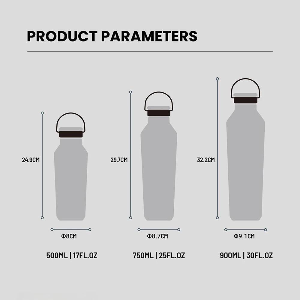 Tyeso 500ML Thermos Vacuum Insulated Water Bottle Durable Leak-Proof for Outdoor Sports Matte Finish Carry Portable Handle