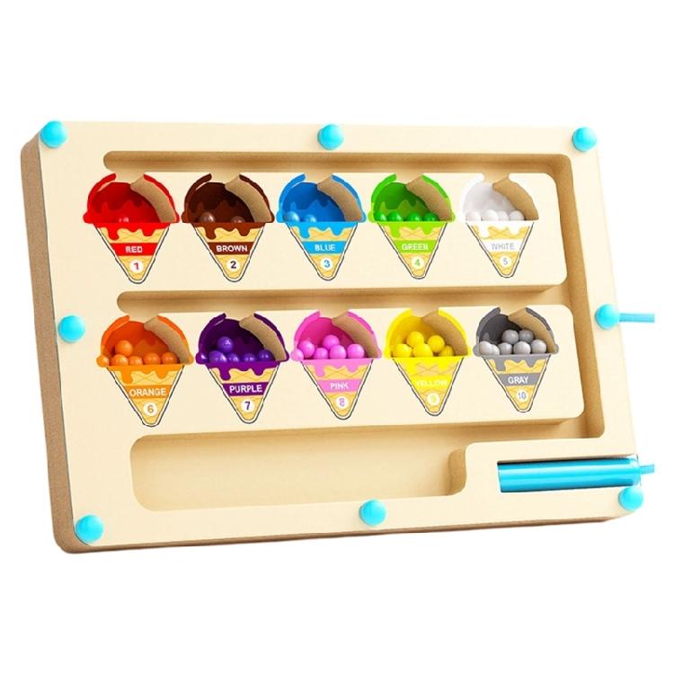 Fine Motor Skills Magnetic Maze Game Wood Number Learning Toy Tracing Number Maze Counting Board for Children Enduring