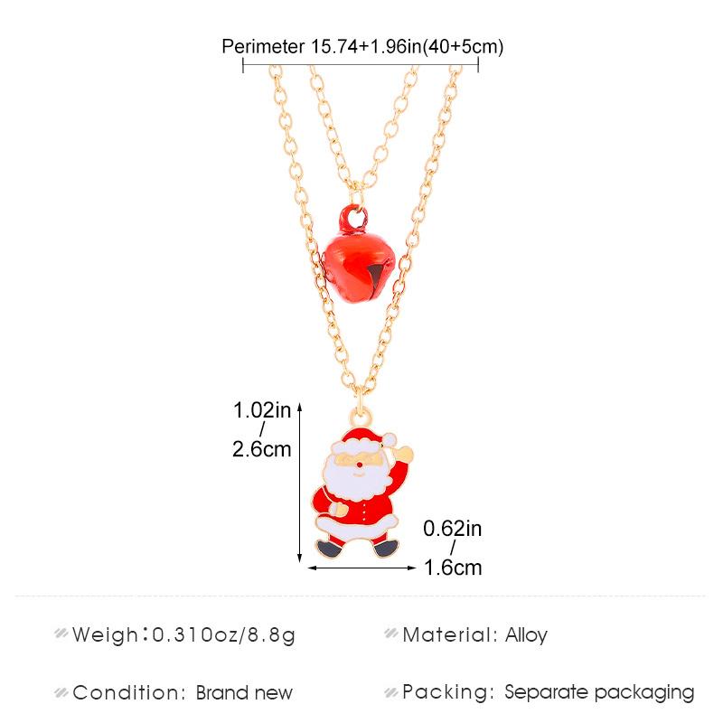 Double Layer Christmas Necklace Santa Bell Tree Reindeer Pendant Collarbone Chain Festive Holiday Jewelry Gift for Women