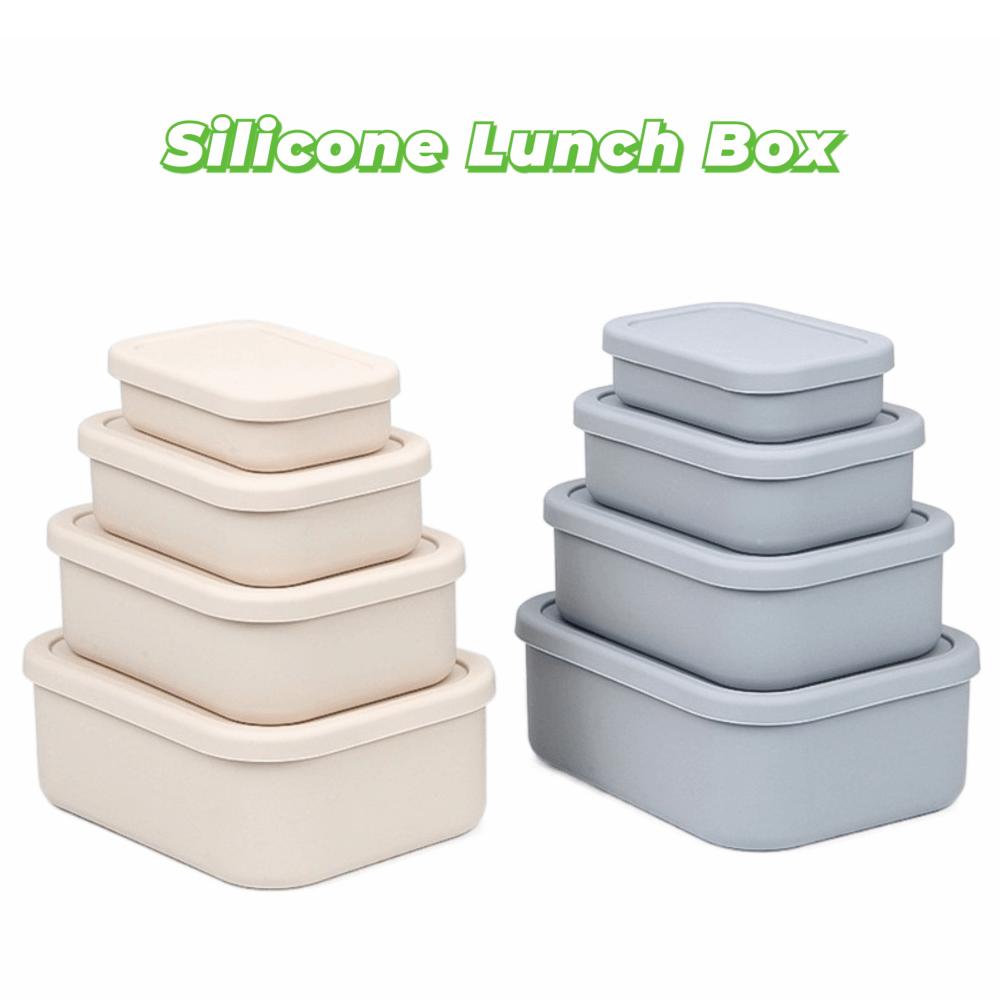 With Lid Silicone Lunch Box Food Grade Storage Box Rectangle Food Storage Container  Picnic