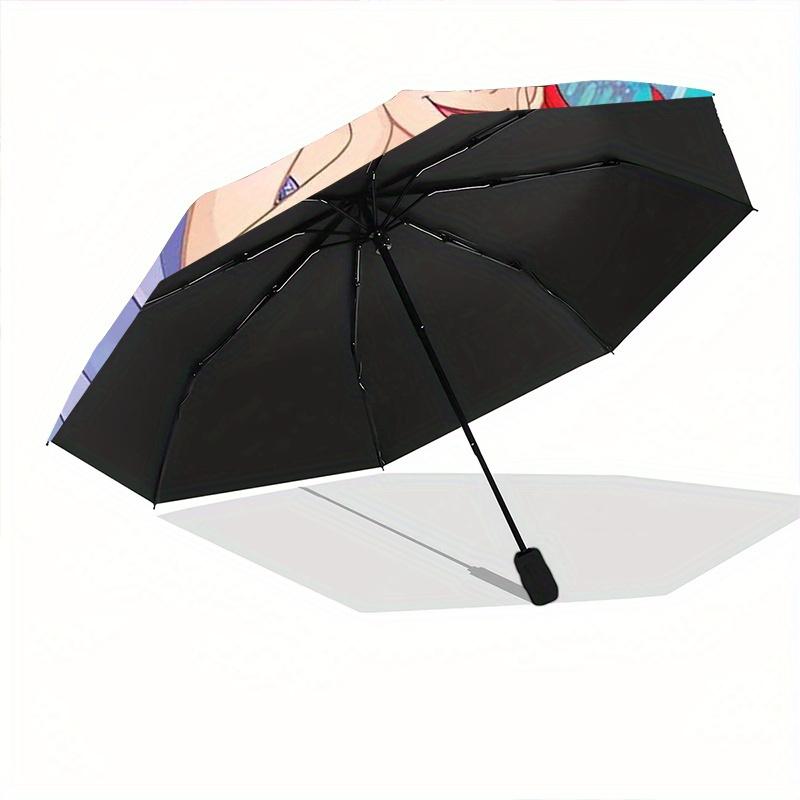 The Little Mermaid Ariel & Flounder Automatic Open/CloseUmbrella-CuteUmbrella with Cute Design, Portable 3-Fold Compact Umbrella for Men & W