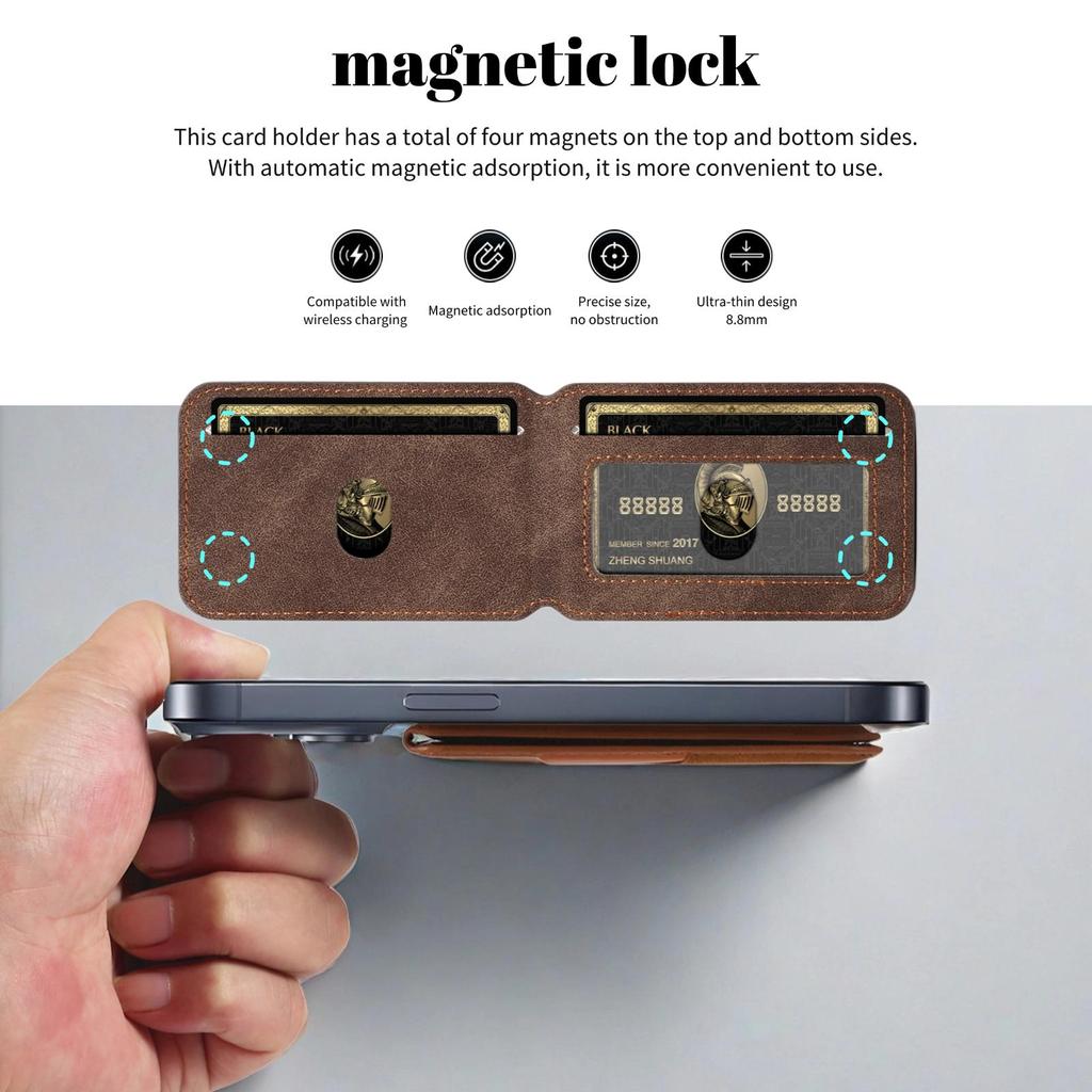 Portafoglio Magnetico in Pelle di Lusso Porta Cellulare Supporto Per iPhone 16 15 Plus 14 13 12 Pro Max 15Plus Antiscivolo Manicotto Blocco RFID Custodia Porta Carte di Credito/Identità
