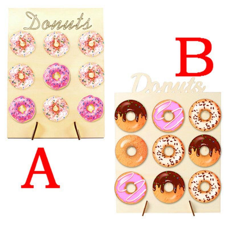 1 ADET 40X30cm Ahşap Duvar Askısı Donut Şeker Tatlı Rafı Standlı Düğün Parti Dekoru Bebek Duşu Süslemesi