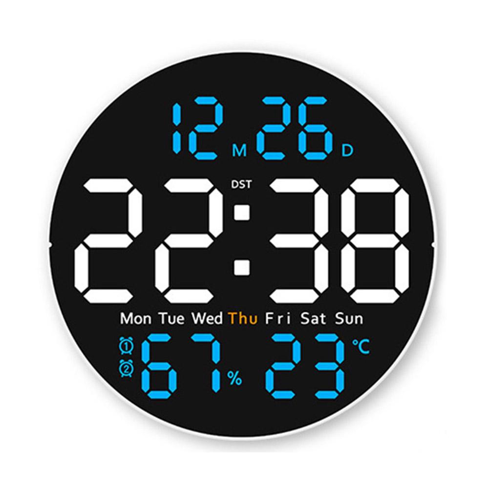 Led Clock Calendar Temperature Clock 25.5*25.5*3cm LED Wall Clock Memory Function Temperature Display Brightness Adjustment