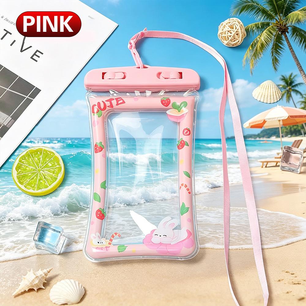 Waterproof Floating Phone Pouch Touch Screen Underwater Photography Dry Bag Cartoon Design with Lanyard for Beach Swim Dive Drif