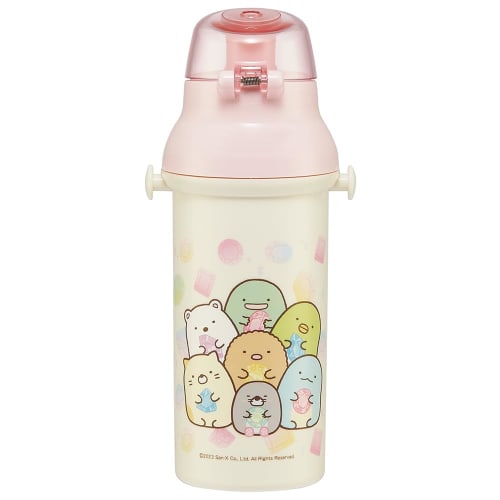 Skater Wasserflasche, 480 ml, für Kinder, antibakterieller Kunststoff, kinderfreundlich, leicht, Sumikkogurashi, Maulwurfshaus, hergestellt in Japan, PSB5SANAG-A