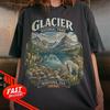 Glacier National Park Shirt, Waterfall Graphic, Scenic Mountain Tee, USA Travel Tee, Souvenir, Vintage Nature Tee, Bear Wildlife Tee