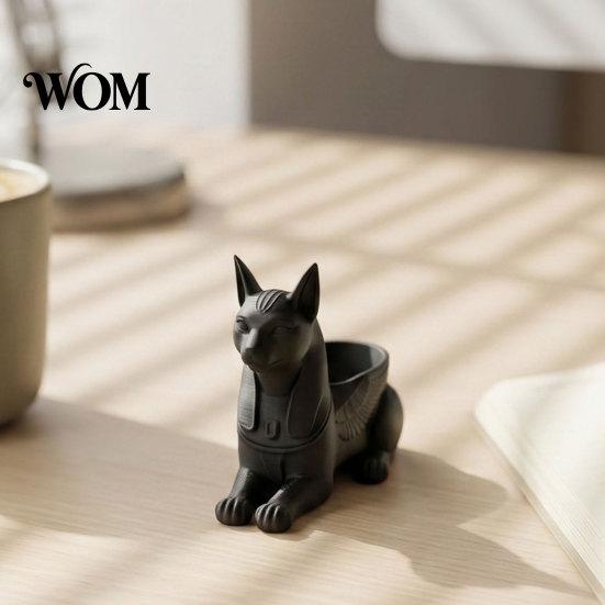 Einzigartige Katzen-Heimdekoration Ägyptische Statue, 3D-gedruckte Bastet-Figur mit Aufbewahrung, Götterstatue Mythisches Wesen Schreibtisch-Organizer für Büro, Sammlerstück