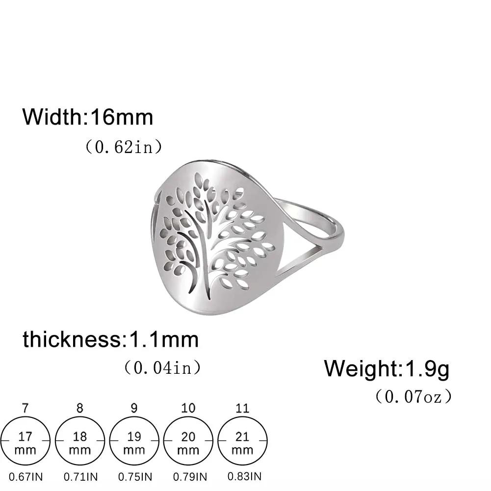 Stainless Steel Tree of Life Ring for Women Vintage Amulet Finger Rings Jewelry Mother's Day Gift