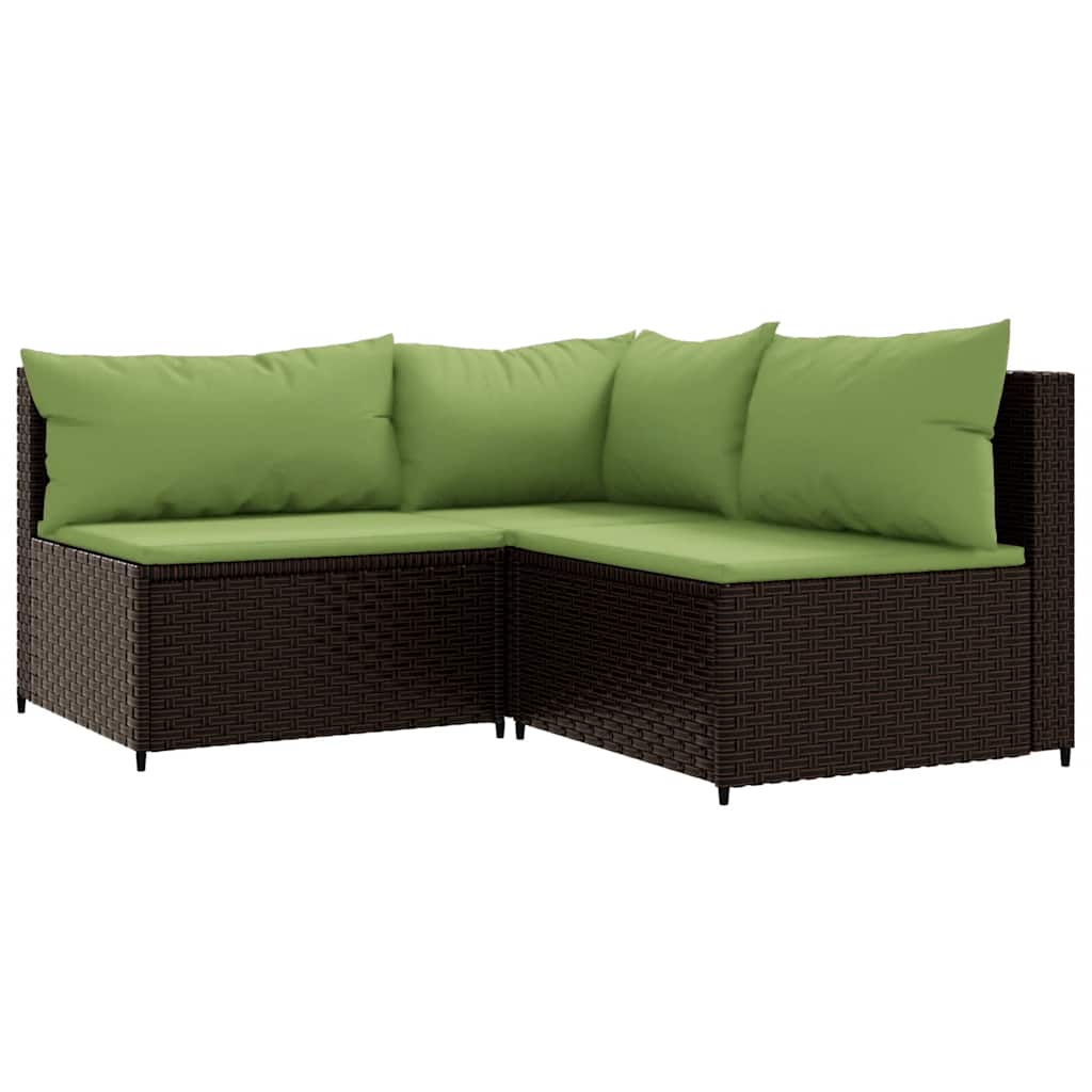 vidaXL 4-tlg. Garten-Lounge-Set mit Kissen Braun Poly Rattan