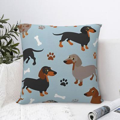 Süßer Dackel Hund Quadratische Kissenhülle Polyester Dekorative Kissenbezüge Tiere Neuheit