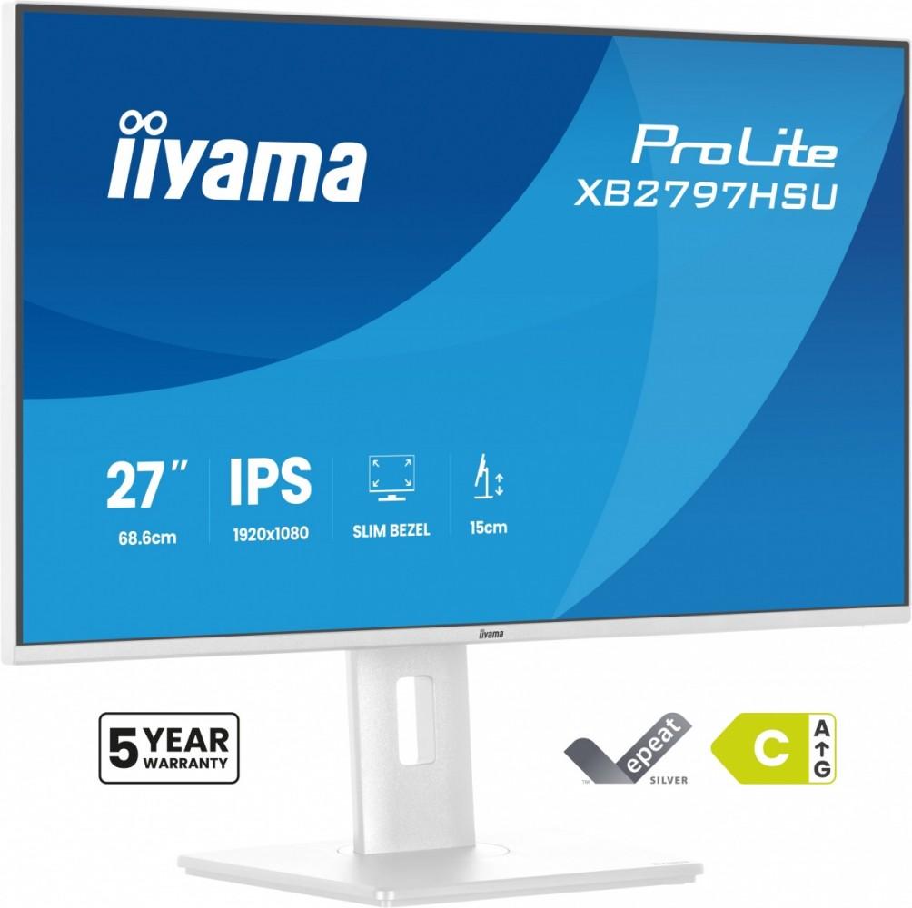 Monitor 27-inch XB2797HSU-W1 IPS, FHD, HDMI, DP, 120Hz, 2xUSBv3.2, 2xUSB-C, 350 CD, x2W, HAS 150/PIVOT, White