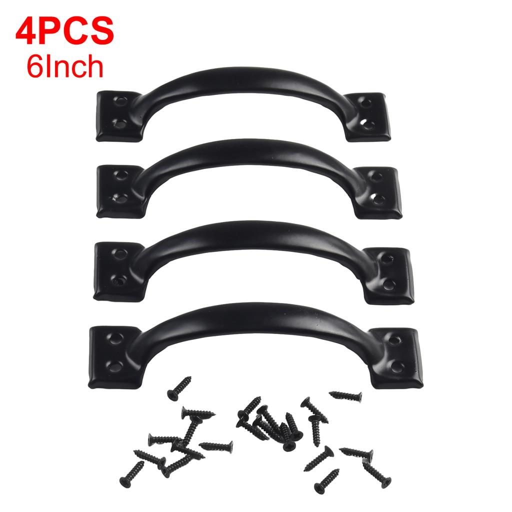 Black Barn Door Handles Decor Furniture Door Bow Drawer Handles Fashionable For Cabinet Drawer 138*30*33mm 4/8pcs