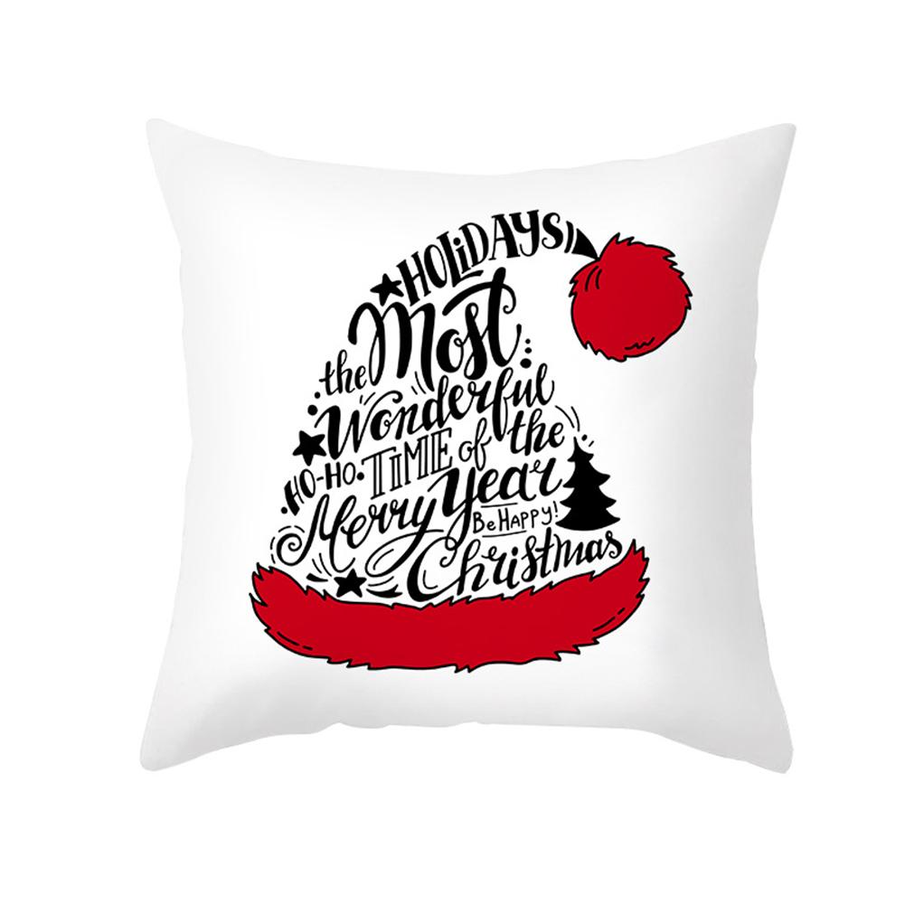 Vánoční Santa Elk Potisk Potah na polštář Domácí Obývací pokoj Pohovka Dekorace do auta Polyester Povlak na polštář 45x45cm