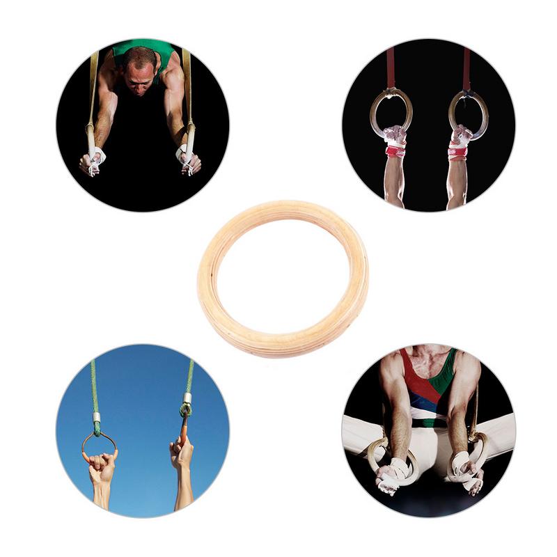 1PCS Birch Fitness Rings Gymnastics Wooden Adjustable Exercise Pull Ups Training 28/32 MM Rings (Lifting Rope Is Not Included)