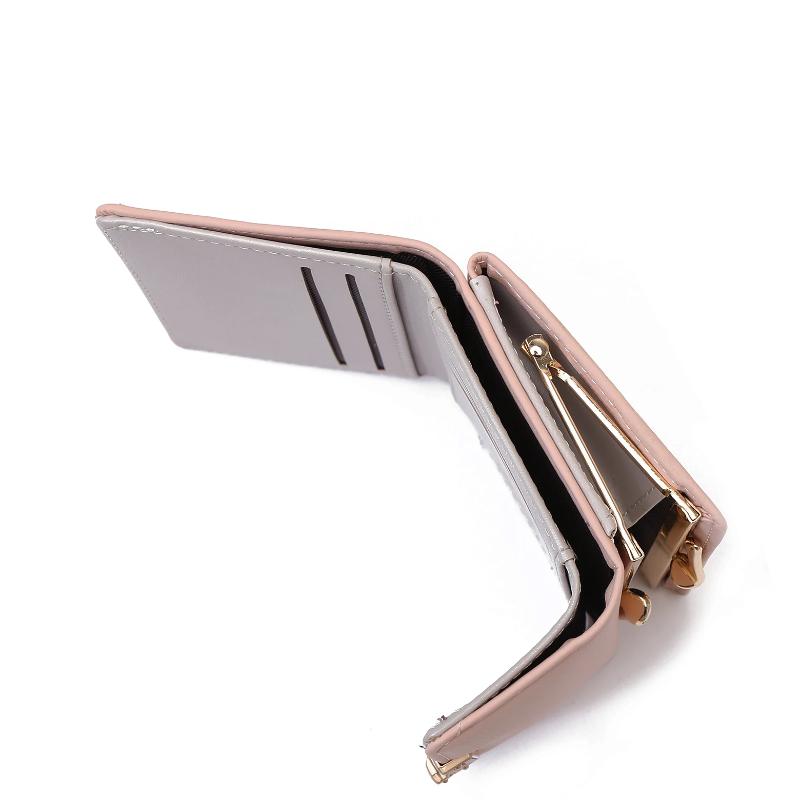 Purse Women's Summer New Korean PU Printed Buckle 3 Fold Bag Simple All-in-one Short Women's Money Clip Multi-card Folding Flap