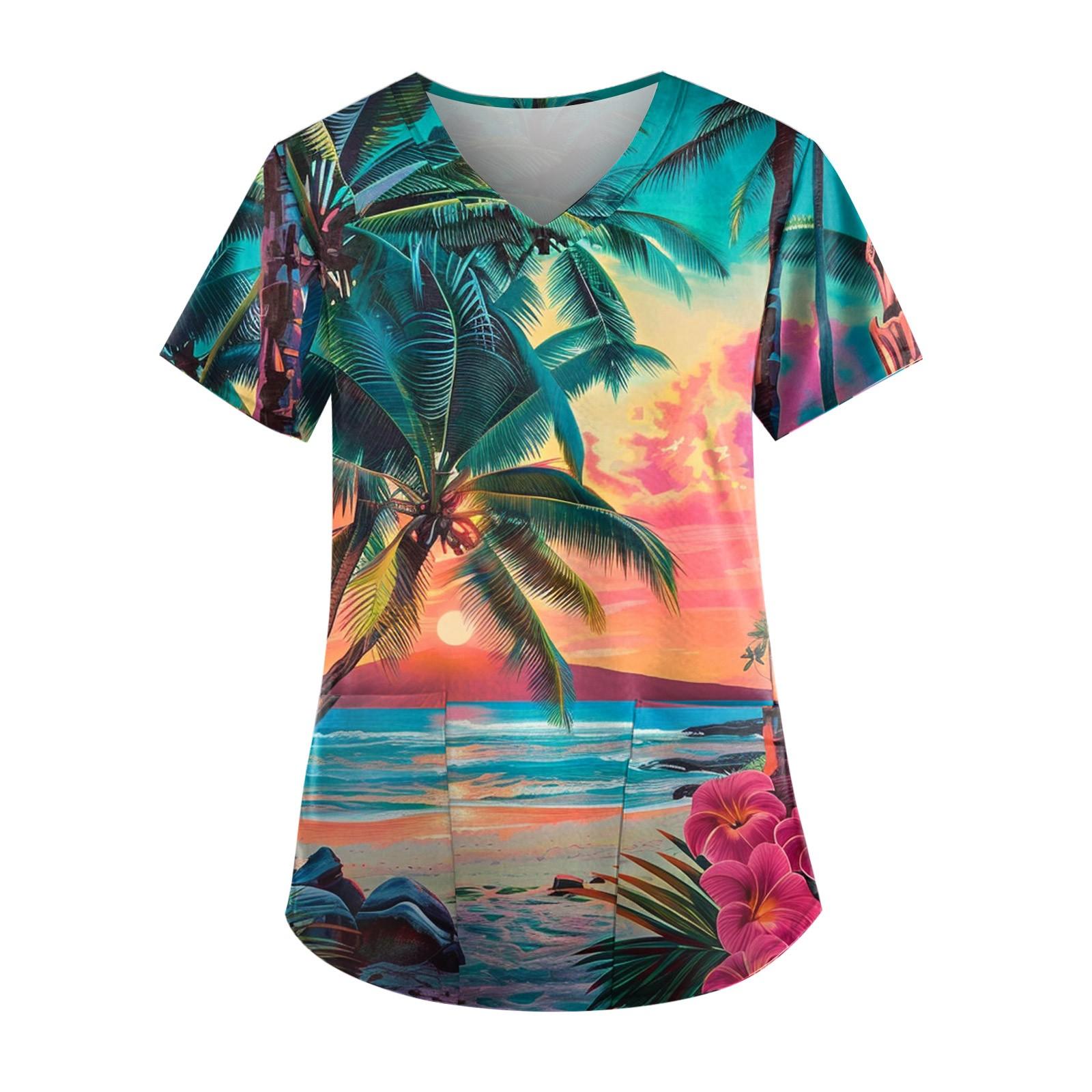 

Женский модный повседневный топ с принтом листьев S зелёный