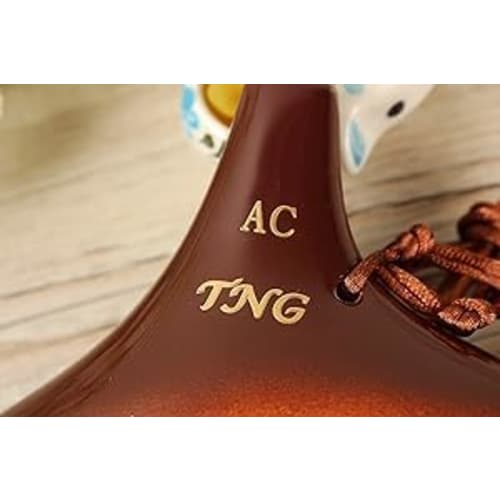 TNG Ocarina, Single 12-Hole Alto Ocarina with Yellow Kiln Glaze, Premium C Key (AC) (Includes Fingering Chart), Perfect for Wind Instruments, Glazed F