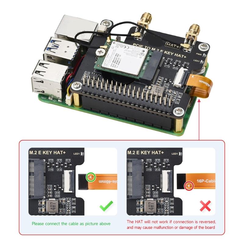 PCle To M.2 E KEY Adapter Board for RPi 5 and Various 2230 (M.2 E Key) Wireless Cards Efficient