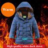 Children's Long Down Jacket Winter Parker Coat Plus Velvet Thick Jacket Warm Windproof Jacket