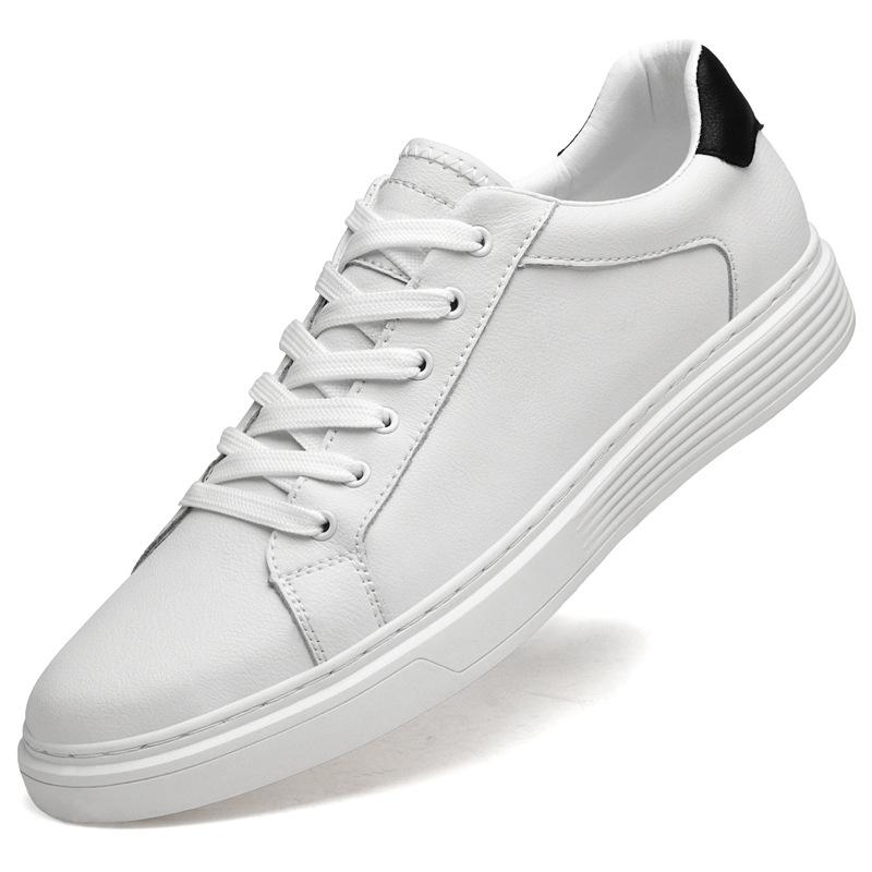 Little white shoes men's cowhide shoes flat-soled lace-up soft cowhide casual sports shoes men's simple and versatile low-top board shoes men