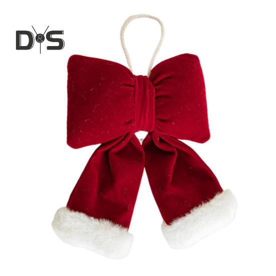 

Рождественский бант, украшение, бархатный красный бант, подвесные украшения, рождественская елка, подвеска для праздничного домашнего декора S