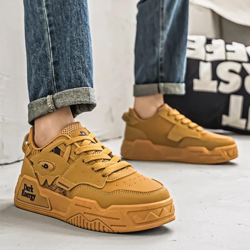 2024 New Men's Leather Sneakers for Casual Autumn and Winter Walking, Outdoor Fashion, Sports, Luxury, Low Cut Board Shoes