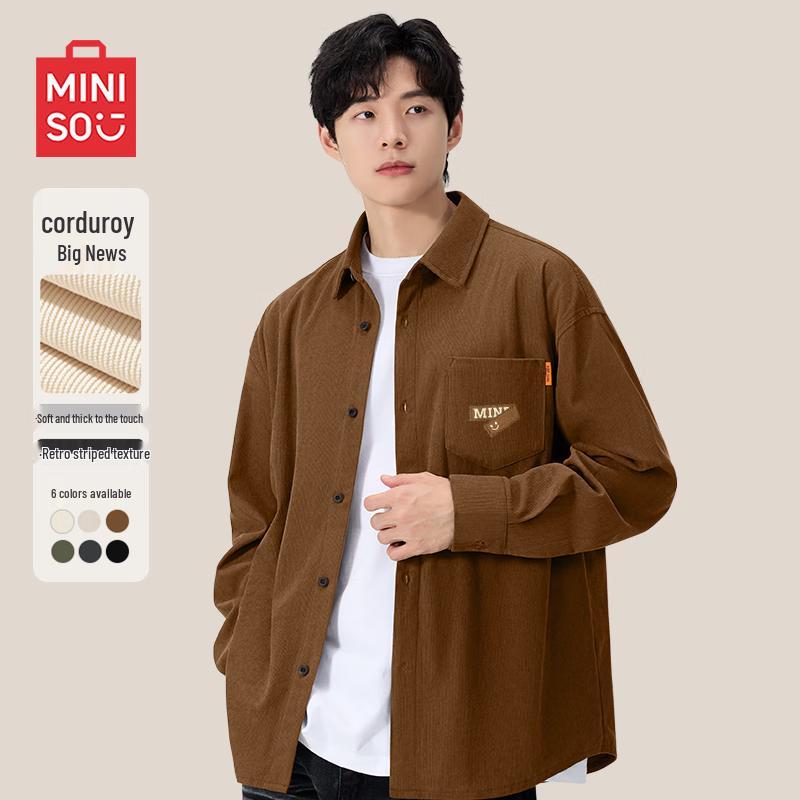 MINISO Men s Retro Corduroy Relaxed Fit Shirt Jacket 3XL