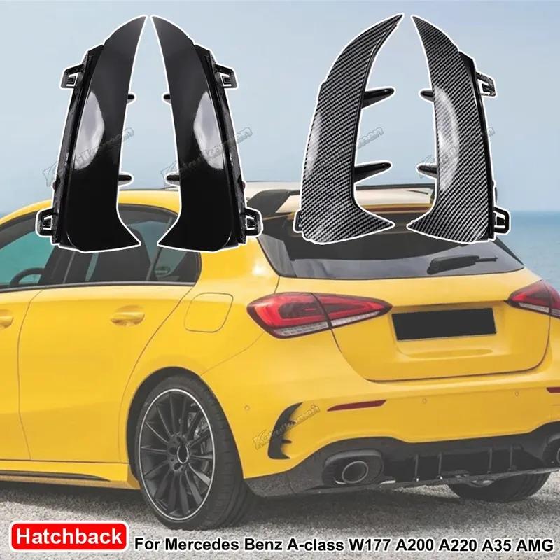 For Mercedes Benz A Class W177 A200 A220 A35 AMG Hatchback 2018-2023 Rear Bumper Trim Lip Spoiler Stickers Fender Glossy Black