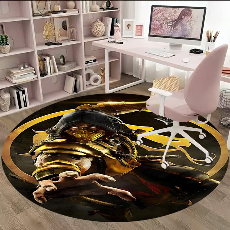 1pc Mortal Kombat4 Print Round Carpet Chair Round Carpet Suitable for Bedroom Living Room Home Decorative Carpet