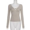 Sexy V-neck Lace A-line Knit Long-sleeve Top - Elegant Slimming Sweet Girly Style