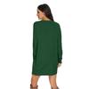 Women's Fashionable Long-sleeved Solid-color Round-neck Pocket Dress