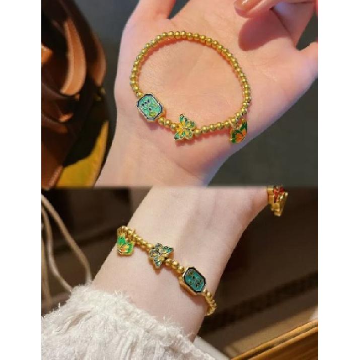 

Gold shop-style bracelet, traditional sand gold bracelet, enamel-coated colorful butterfly bracelet, gift for women B Simple style15A simple