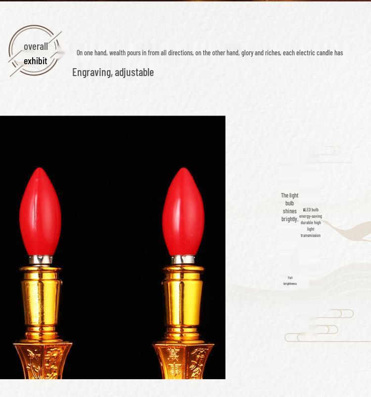 Dual-Use LED Candlestick Altar Lamp for God of Wealth