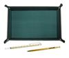 Made In Japan Moss Green Cowhide Leather Pen Tray with Slide Measuring Stick and Slim 60 Ballpoint Pen Gold Set TRAMG-708W-SV60KBP