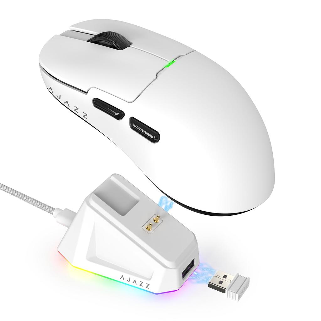 ATTACK SHARK x AJAZZ AJ159P Gaming Wireless USB Cable Magnetic Charging PAW3395 RGB Lightweight 400mAh USB 1KHz Polling Ergonomic Wireless Compact and