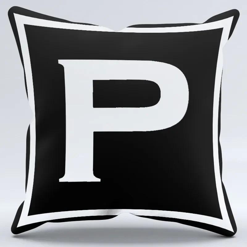 Simple Black and White Letter Print Pattern Home Bedroom Living Room Sofa Car Office Decoration Pillowcase
