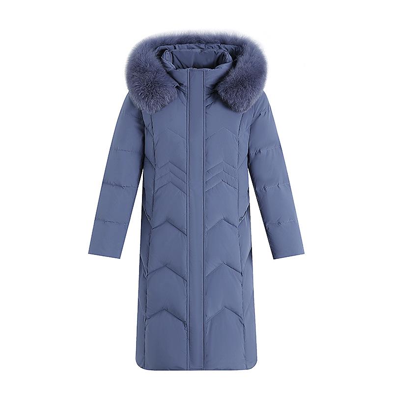 Fox Fur Collar Stylish Women's Down Jacket - Winter Mid-Length Plus Size Outerwear for Middle-Aged and Elderly.