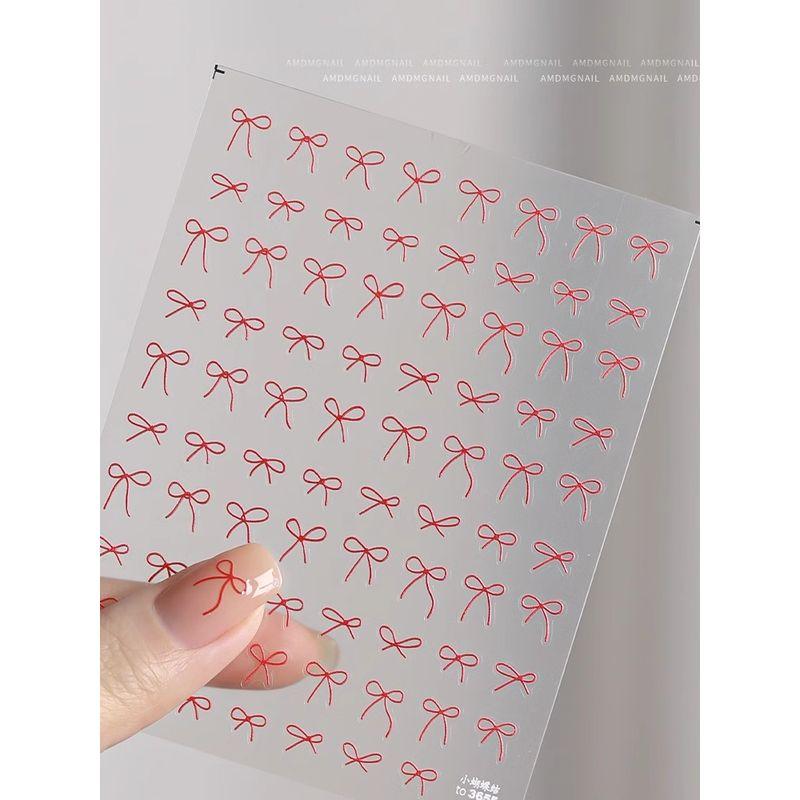 

Internet Hot New Year Red Black White Hot Stamping Gold and Silver Thin Tough Bows Nail Stickers Nail Ornament Small Accessories to3655 red small Bows
