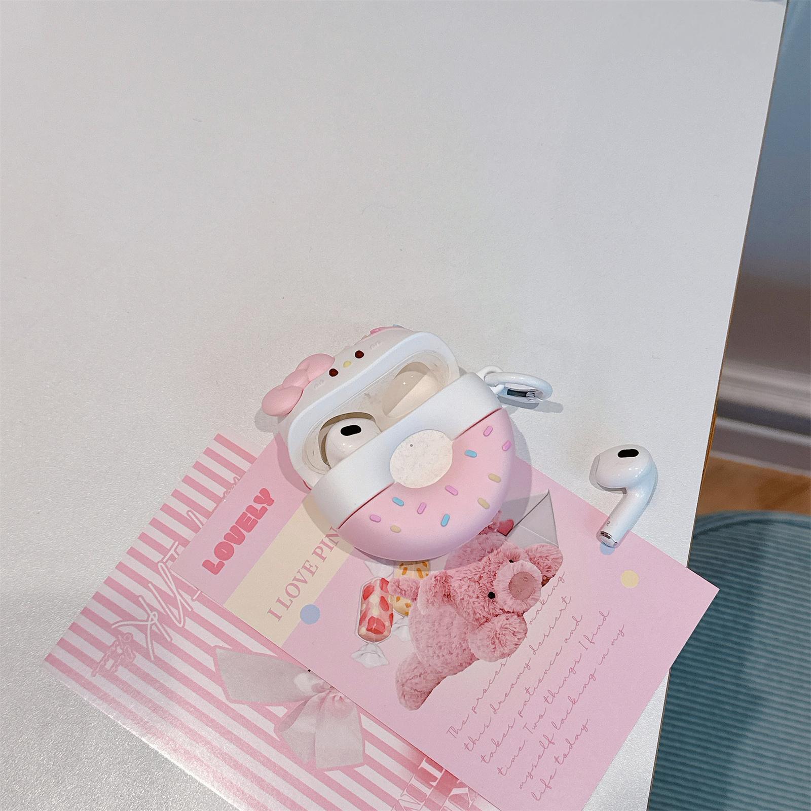 

For AirPods 3 Lovely Bowknot Donut Earphone Case PVC Protective Cover