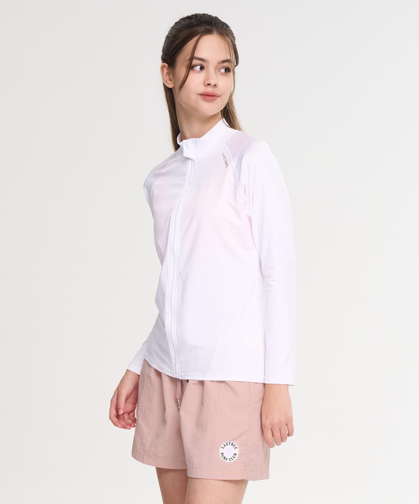 Leijibi [Set] Essential Loose Fit Long Sleeve Zip-Up Rash Guard + Swimsuit Shorts Set W (6 Colors) (B Type)