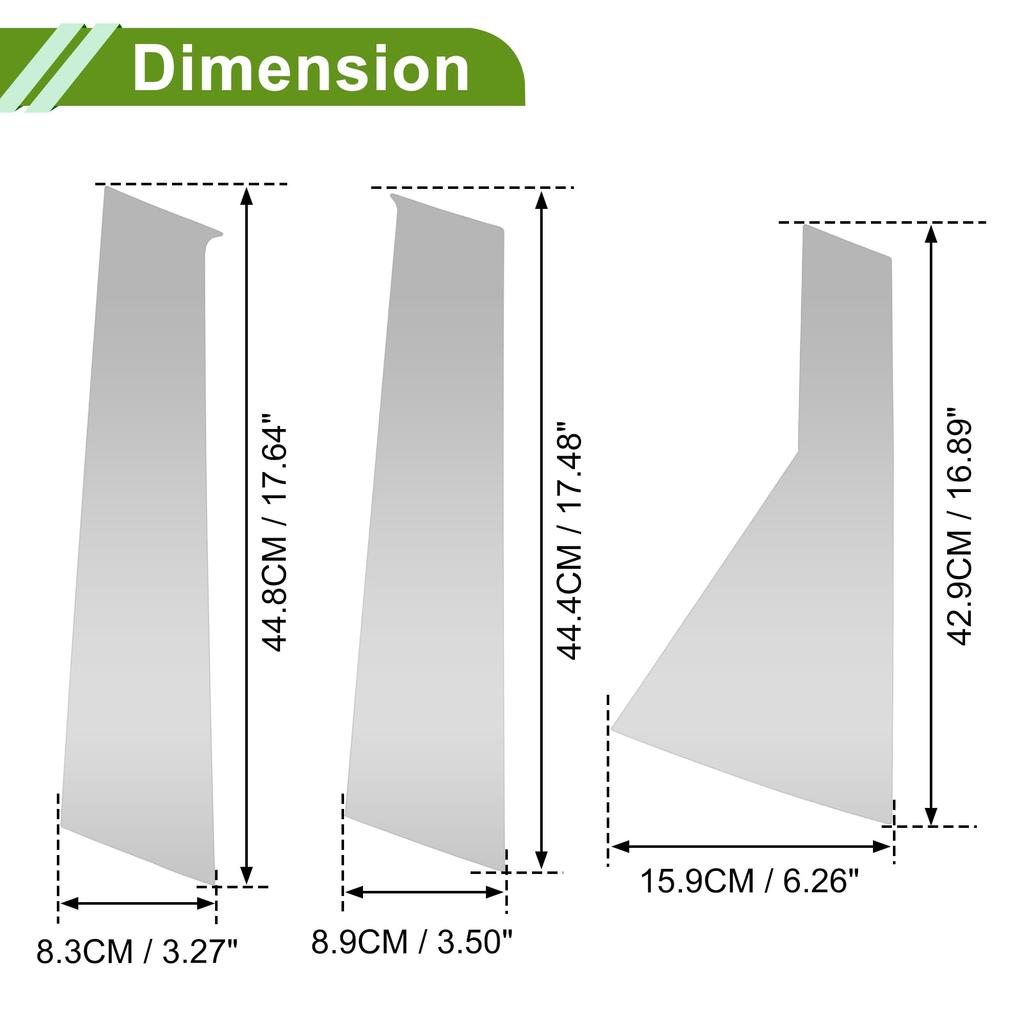 HOPESPANNER Stříbrné kryty sloupků dveří a oken pro Dodge Journey přední a zadní levý a kryty sloupků 6 kusů 2009-2020, pravý,