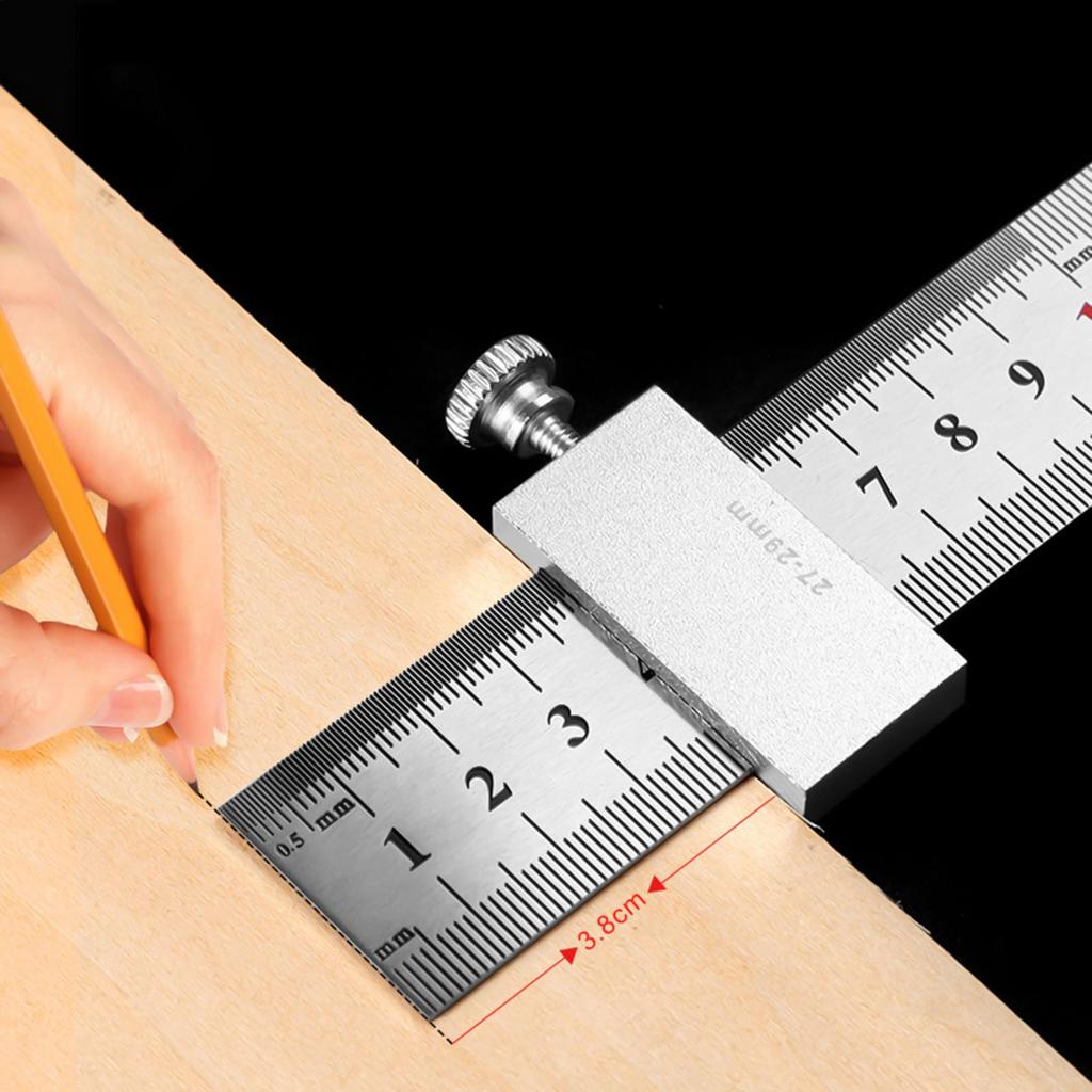 Steel Ruler Limit Block Measuring Rulers Positioner Adjustable Measuring Intuitive simple Marking Gauge Carpentry hand Tool