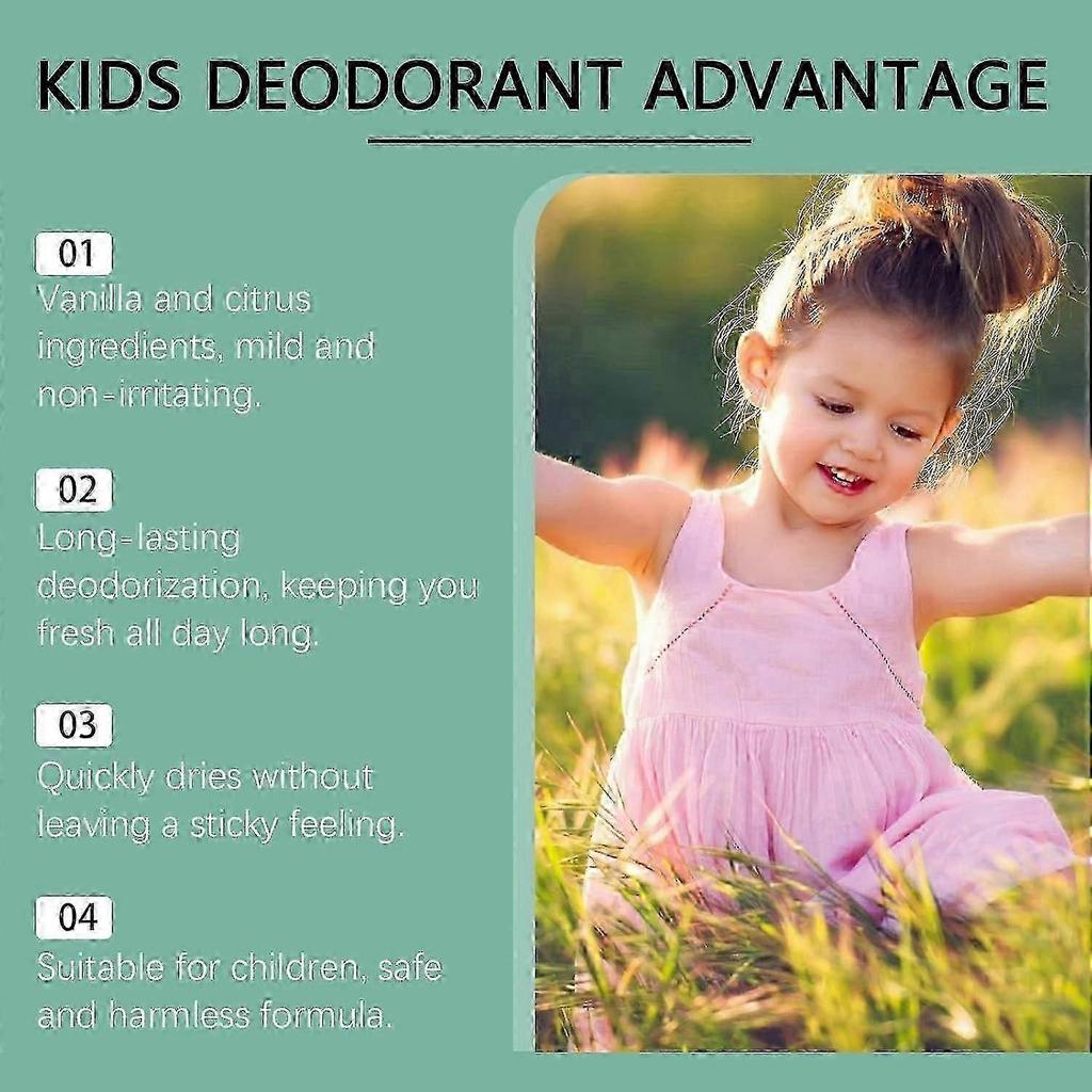 Fresh Natural Deodorant For Kids Teens,Aluminum Free Hypoallergenic Deodorant,Vanilla Citrus Roller Fragrance Children's Sweat Roller