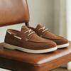 Men'S Pu Leather Driving Moccasins Round Toe Lace-Up Breathable Casual Loafers Soft Sole Low Top Comfortable Shoes Loafers Men