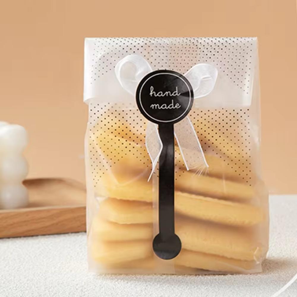 50pcs Frosted Black Dot Candy Bags Transparent Bread Wrapping Bags Cookie Packaging Bags  Christmas