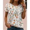 2025 Women's T Shirt Floral Graphic Fashion Stylish Classic Short Sleeved Crew Neck